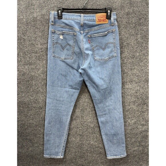 Levis Wedgie Skinny Jeans Womens 29 Blue Button Fly High Rise Denim Distressed - Picture 3 of 12